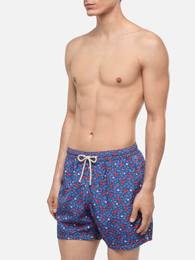 Lightweight fabric swim shorts Lighting with lobster print | TRATTORIA DEL PESCATORE