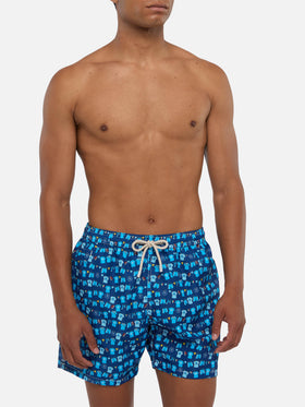 Marineblaue Lighting Micro Fantasy Badeshorts mit SSC Napoli Balconi-Print | SSC NAPOLI SPECIAL EDITION 