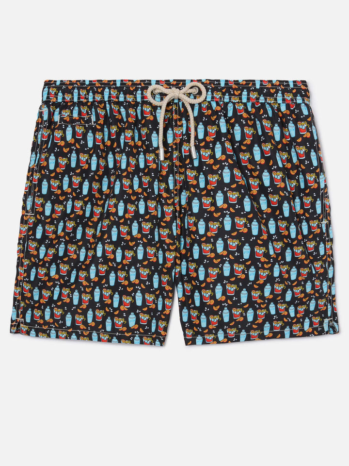Black Lighting Micro swim shorts with negroni all-over print