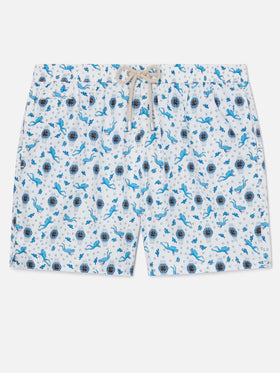 White Lighting Micro swim shorts with scuba watches and divers all-over print