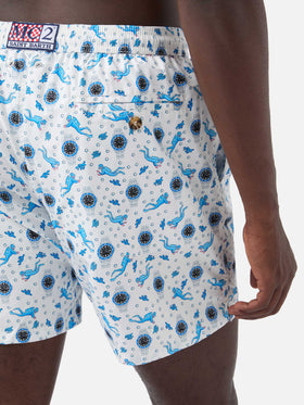 White Lighting Micro swim shorts with scuba watches and divers all-over print