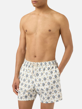 White Lighting Micro swim shorts with watches and baguettes print