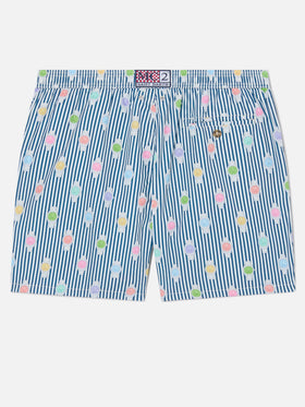 Costume mare Lighting Micro navy a righe con stampa orologi all-over