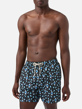 Black Lighting Micro swim shorts with oysters and watches all-over print