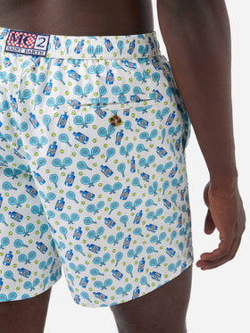 Costume mare Lighting Micro bianco con stampa padel e gin all-over