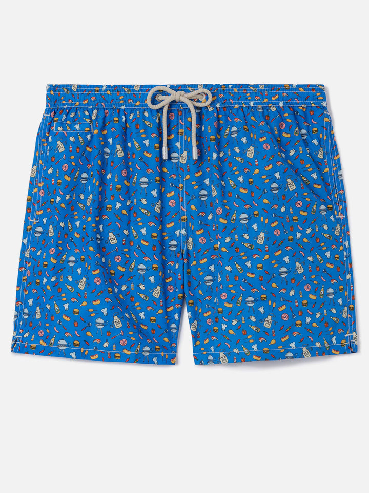 Bluette Lighting Micro swim shorts with street food all-over print