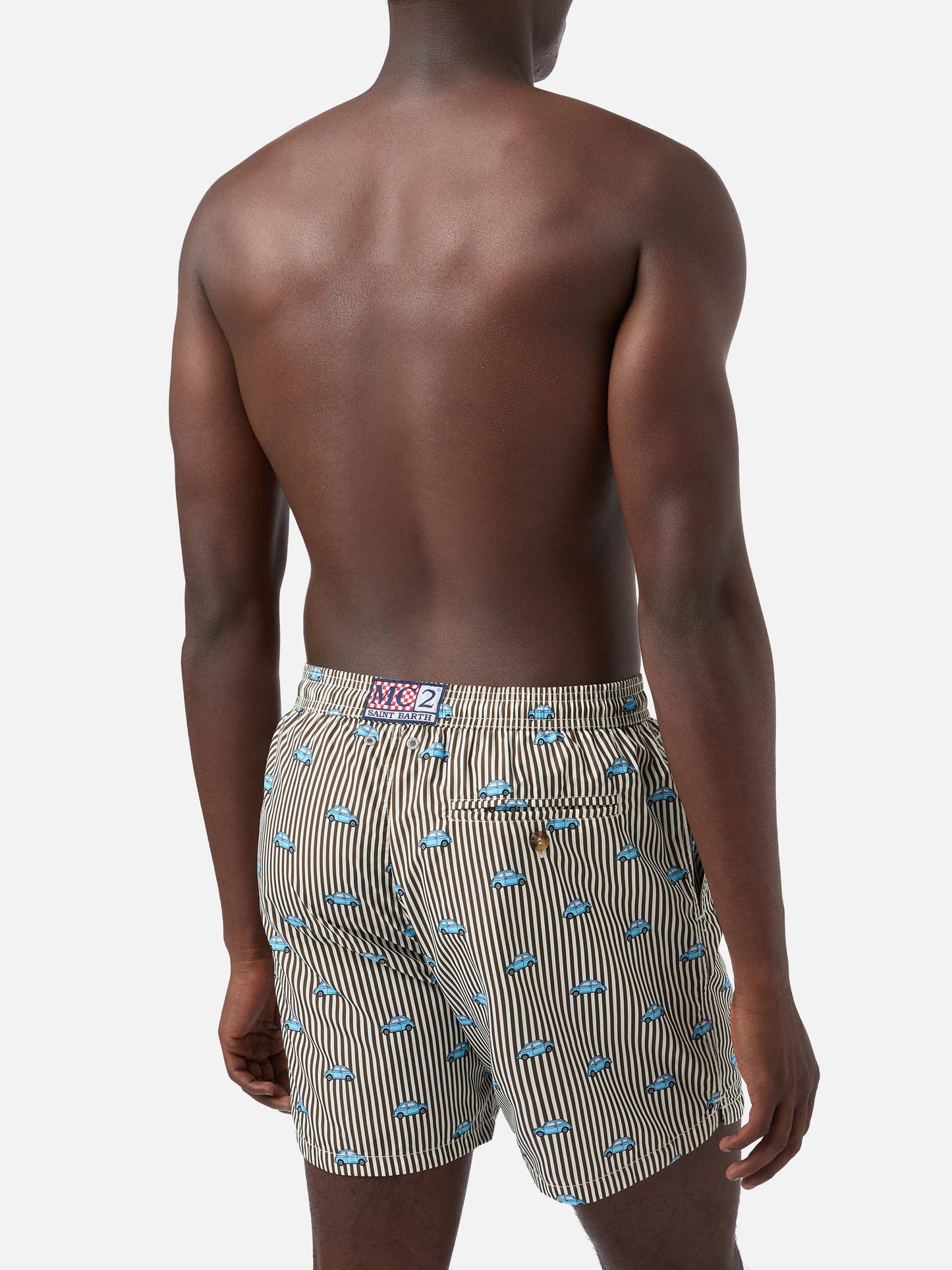 Striped Lighting Micro swim shorts with Fiat 500 print | Special edition
