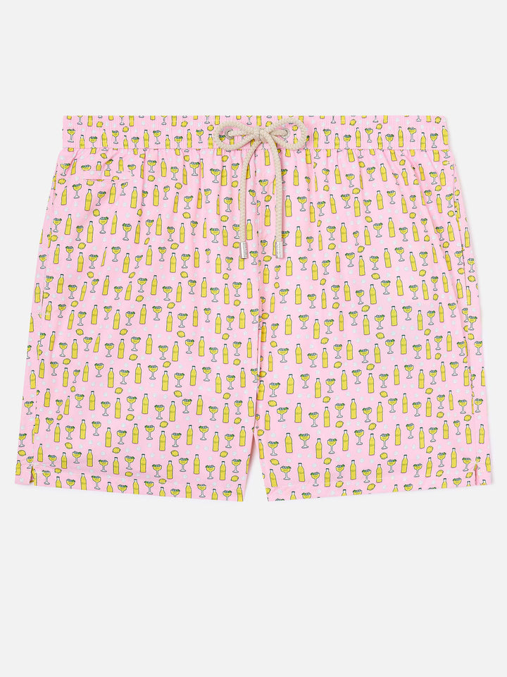 Short de bain micro Pink Lighting avec imprimé cocktail Tassoni | Special Edition 