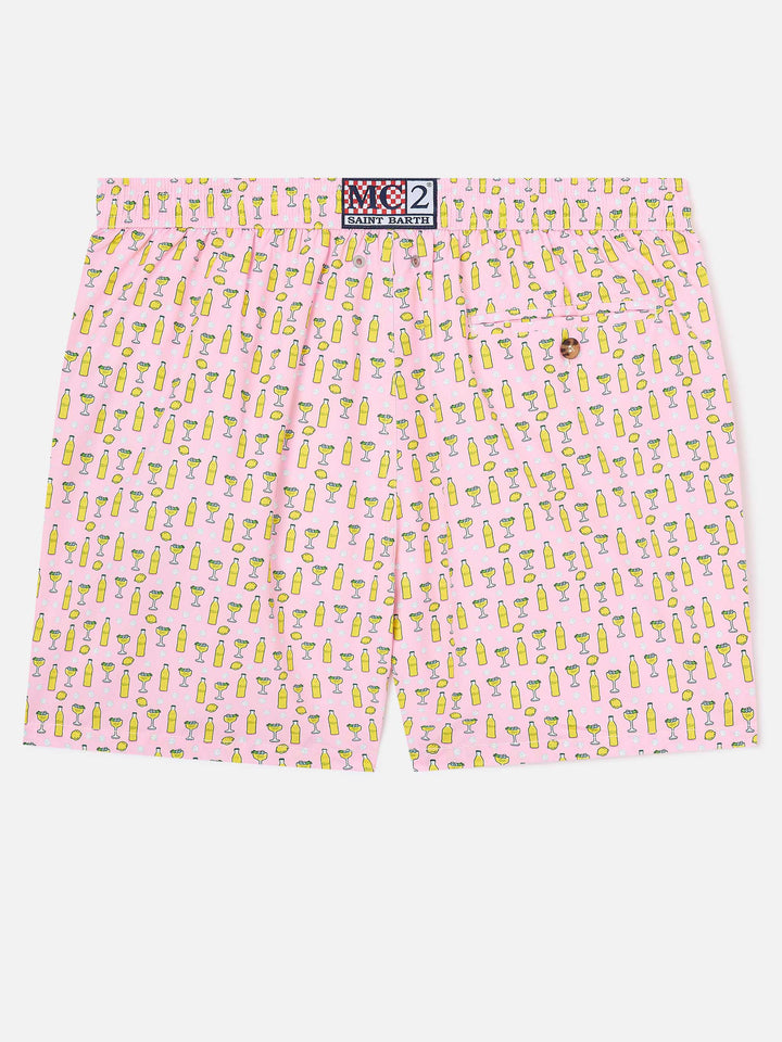 Short de bain micro Pink Lighting avec imprimé cocktail Tassoni | Special Edition 