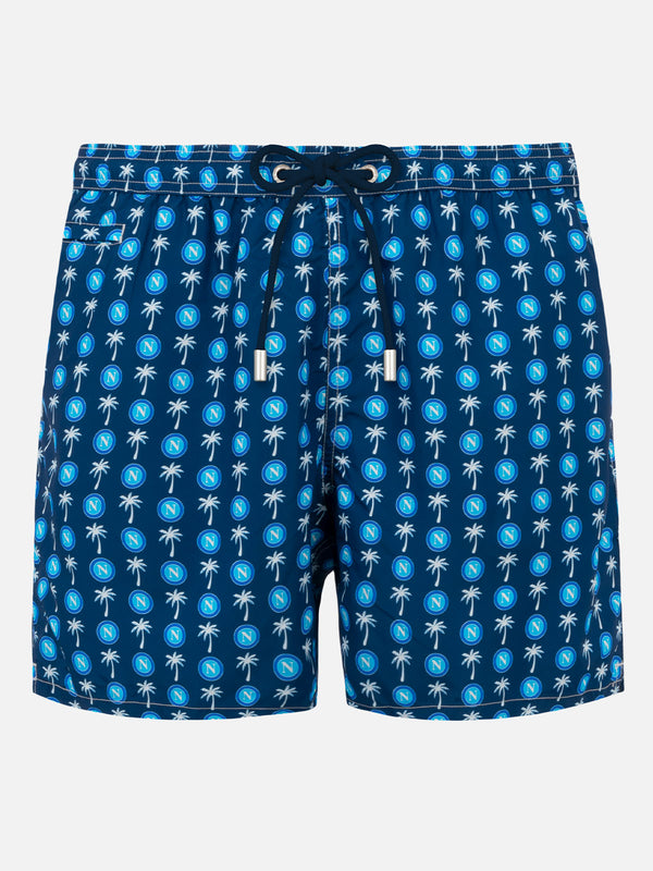 Man light fabric swim shorts with Napoli logo print | SSC NAPOLI SPECIAL EDITION