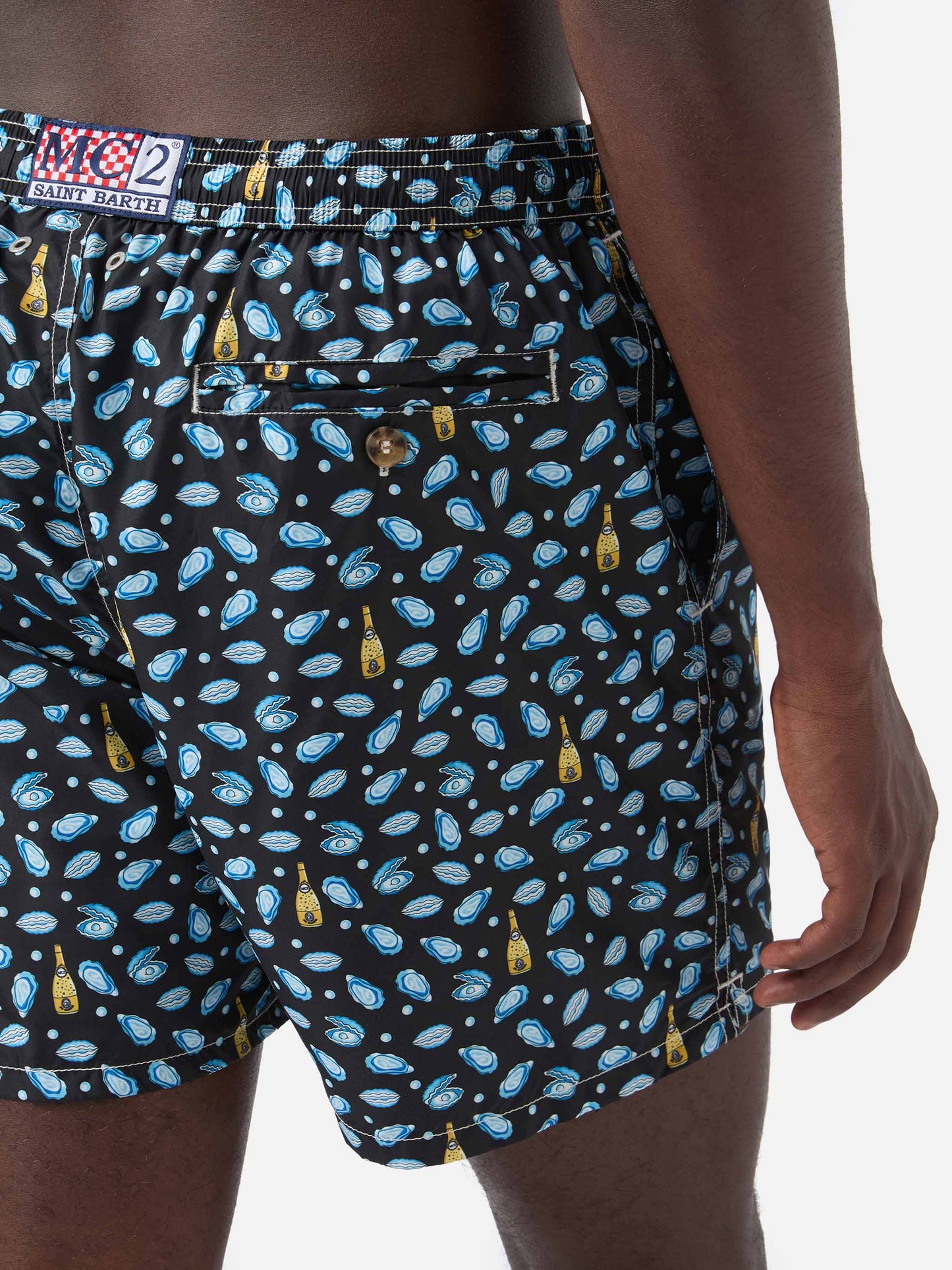Black Lighting Micro swim shorts with watch and oyster print