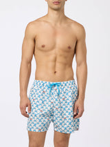 Man lightweight fabric swim shorts with Crab party and Napoli logo print | SSC NAPOLI SPECIAL EDITION