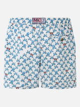 Man lightweight fabric swim shorts with Crab party and Napoli logo print | SSC NAPOLI SPECIAL EDITION