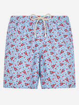 Man lightweight fabric swim-shorts Lighting Micro Fantasy with Lobster print