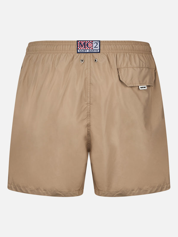 Man lightweight fabric beige swim-shorts Lighting Pantone | PANTONE SPECIAL EDITION