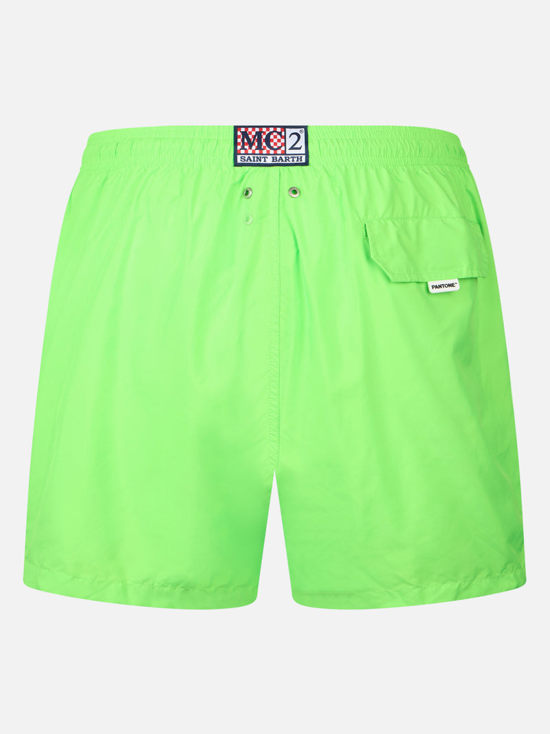 Herren-Badeshorts aus leichtem Stoff in Neongrün Lighting Pantone | PANTONE-SONDERAUSGABE