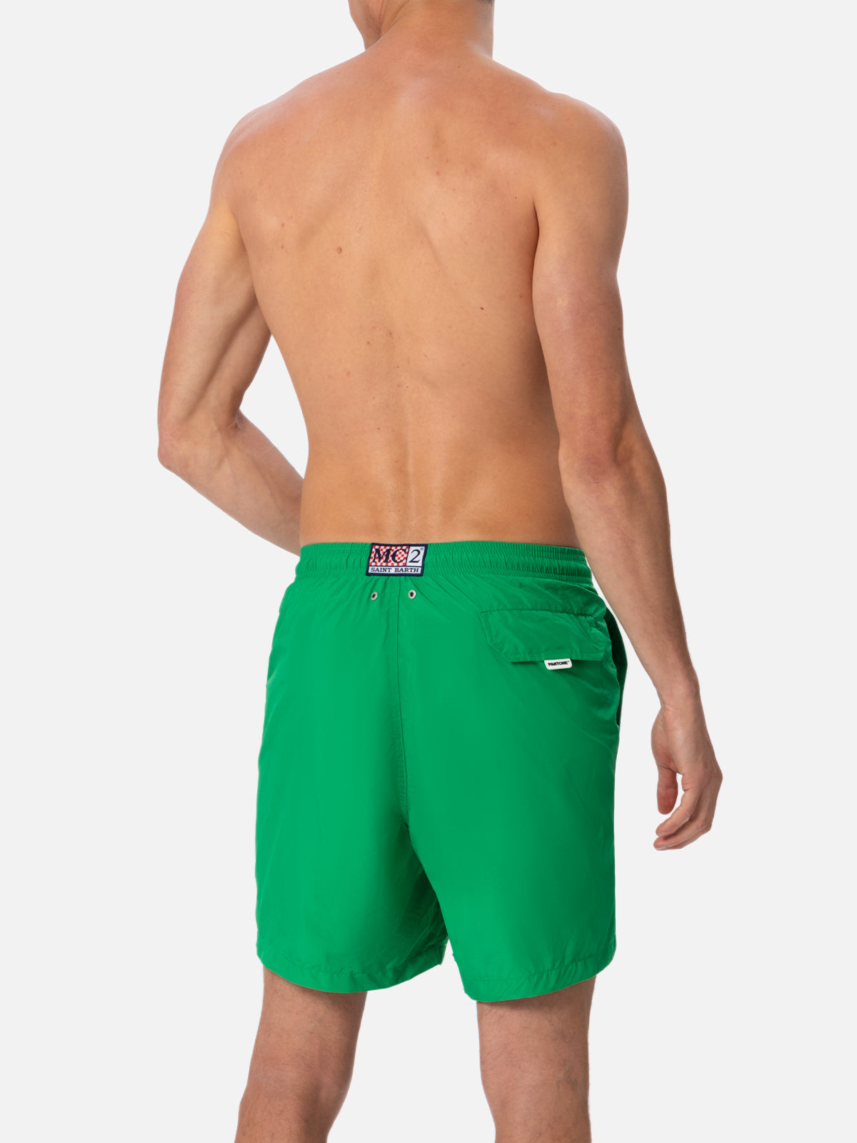 Grasgrüne Badeshorts für Herren aus leichtem Stoff Lighting Pantone | PANTONE® SPECIAL EDITION