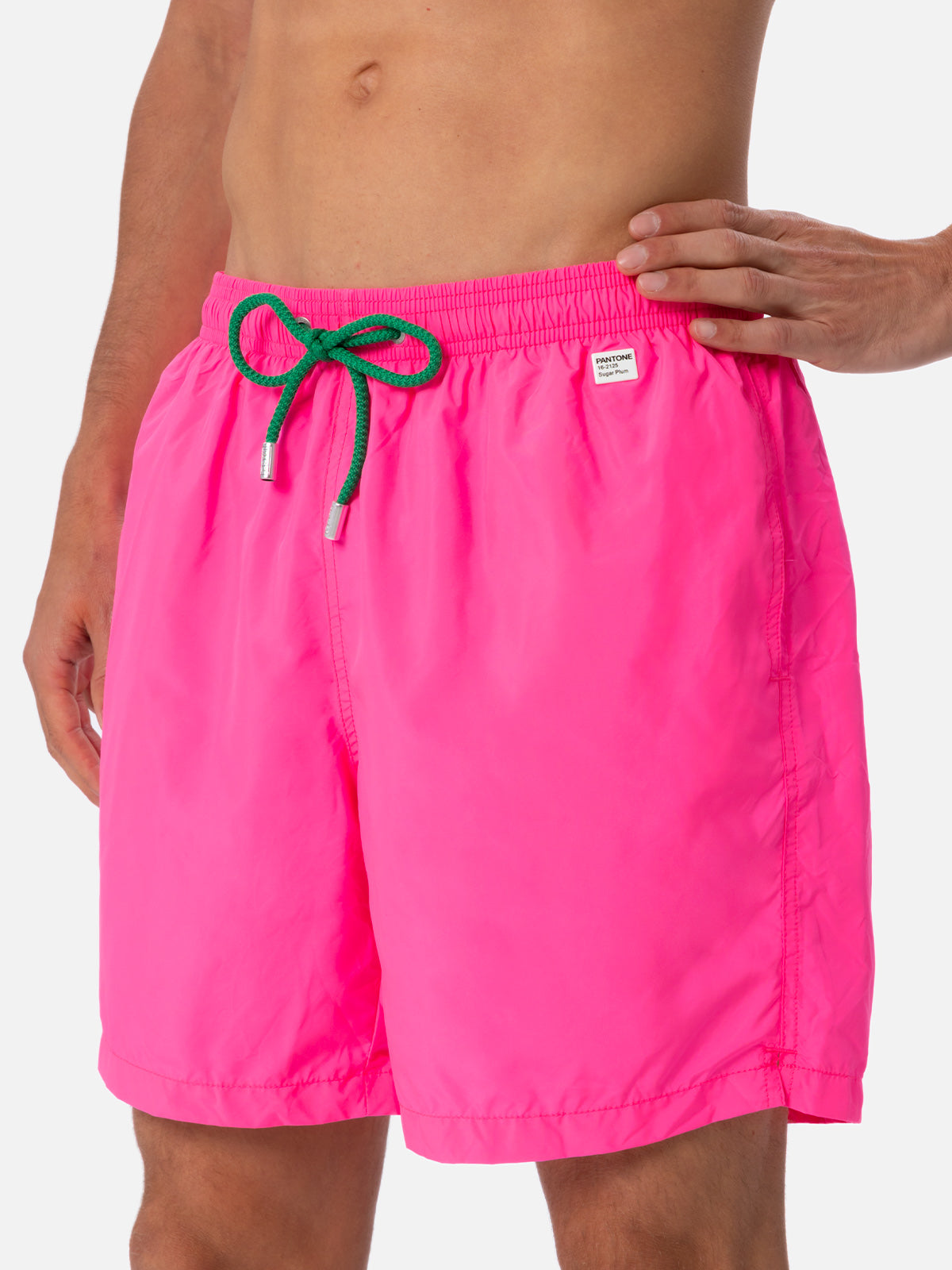 Man lightweight fabric fluo pink swim shorts Lighting Pantone | PANTONE® SPECIAL EDITION