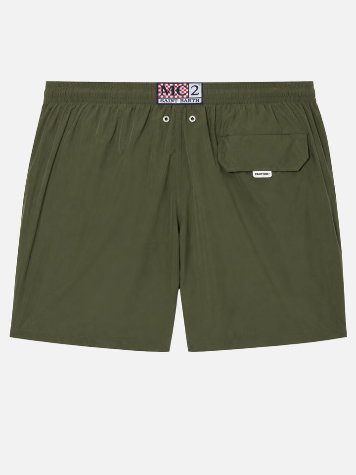 Leichte Badehose aus Stoff in Military-Grün Lighting Pantone | PANTONE® SPECIAL EDITION 