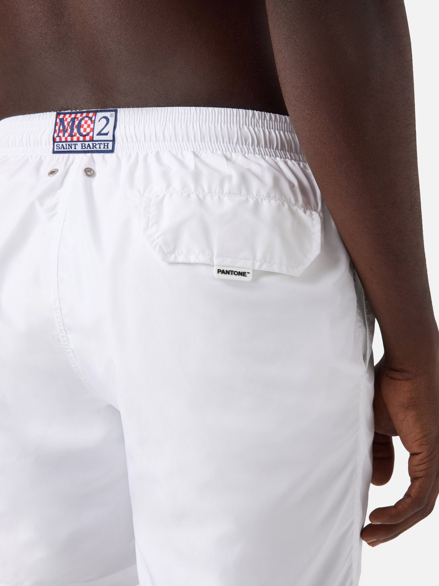 Lighting Pantone swim shorts in solid white | Special Edition