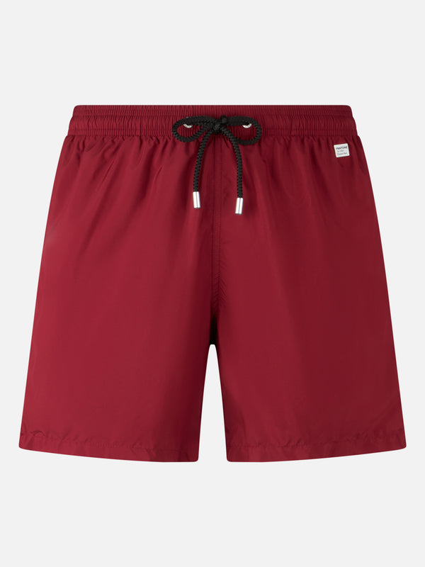 Burgunderfarbene Badeshorts für Herren aus leichtem Stoff Lighting Pantone | PANTONE SPECIAL EDITION