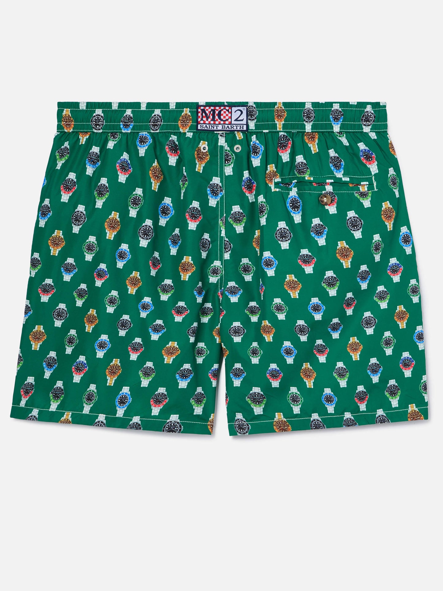 Lighting Micro swim shorts with all-over watch print