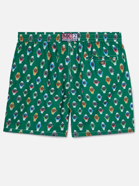 Lighting Micro swim shorts with all-over watch print