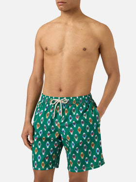 Lighting Micro swim shorts with all-over watch print