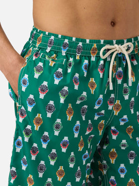 Lighting Micro swim shorts with all-over watch print