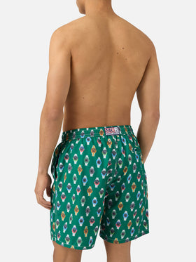 Lighting Micro swim shorts with all-over watch print