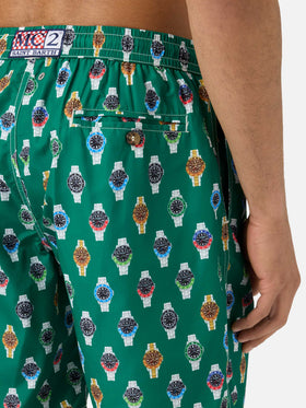 Lighting Micro swim shorts with all-over watch print