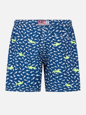 Costume da bagno da uomo in tessuto leggero con ricamo squali