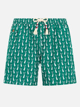 Man lightweight fabric swim-shorts Lighting 70 with rabbit print