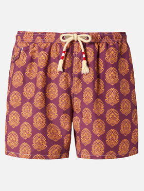 Lightweight fabric swim-shorts Lighting 70 with indian print