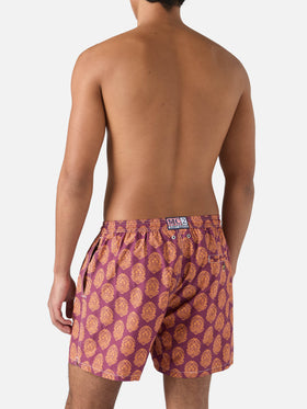 Lightweight fabric swim-shorts Lighting 70 with indian print