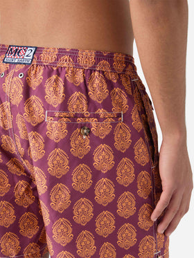 Lightweight fabric swim-shorts Lighting 70 with indian print