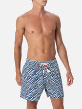 Herren-Badeshorts Lighting 70 aus leichtem Stoff mit Palmenprint