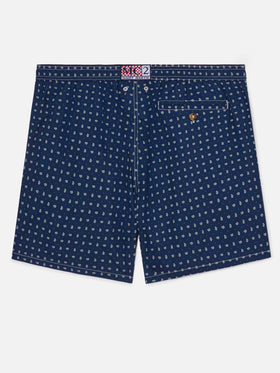 Navy Lighting Micro swim shorts with all-over paisley print
