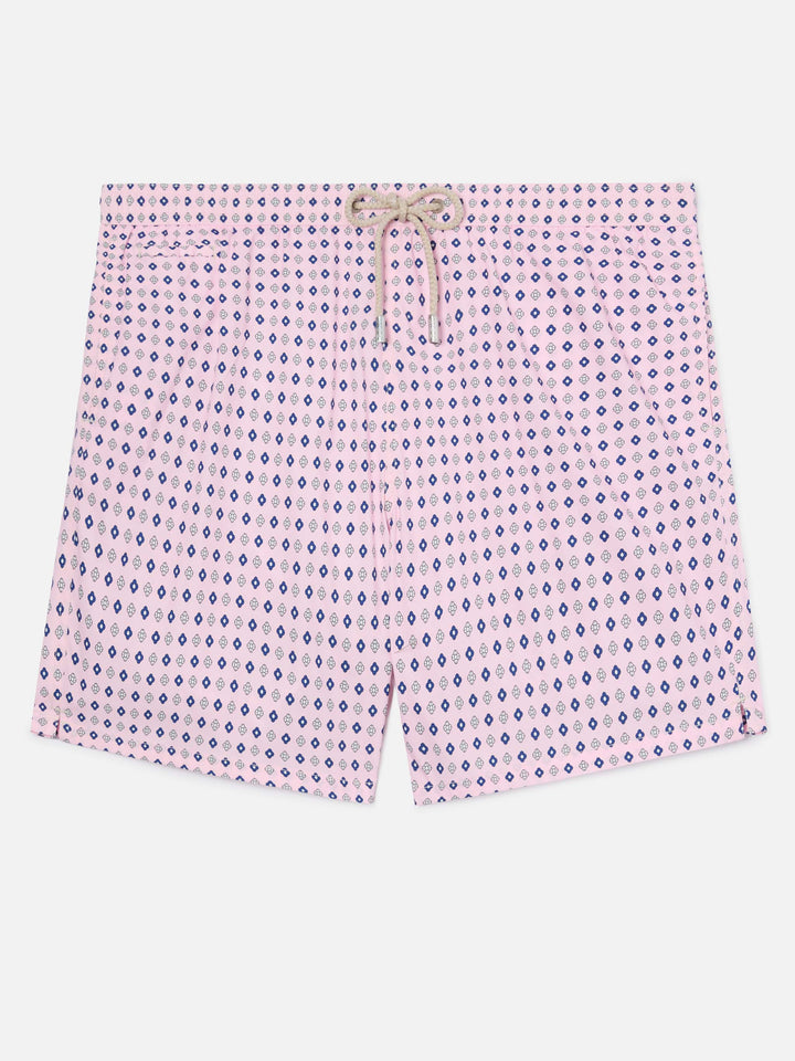 Pink Lighting Micro swim shorts with all-over geometric print