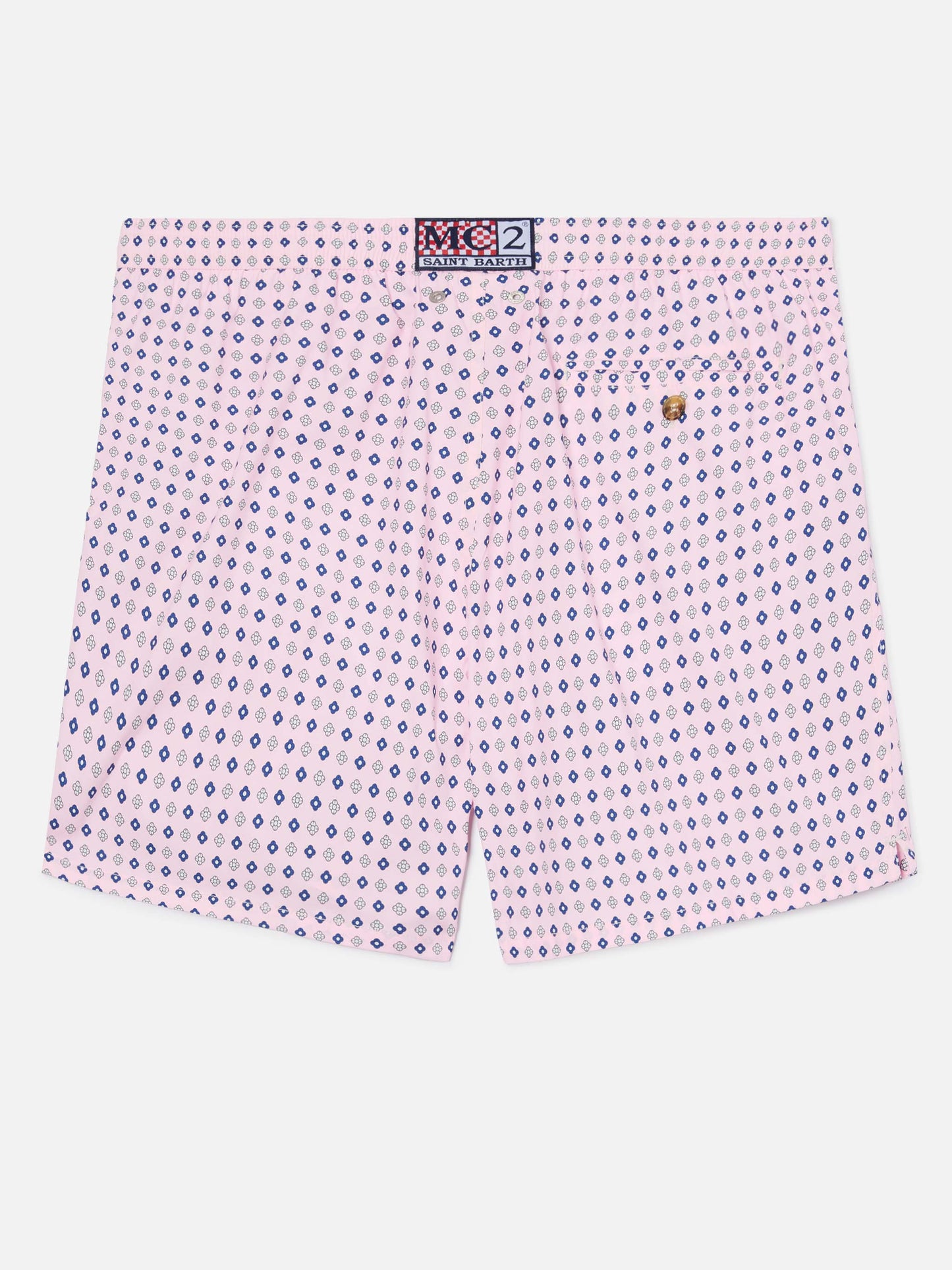 Pink Lighting Micro swim shorts with all-over geometric print