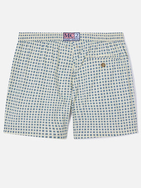 Lighting Micro white swim shorts with all-over geometric print