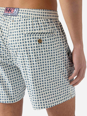 Lighting Micro white swim shorts with all-over geometric print