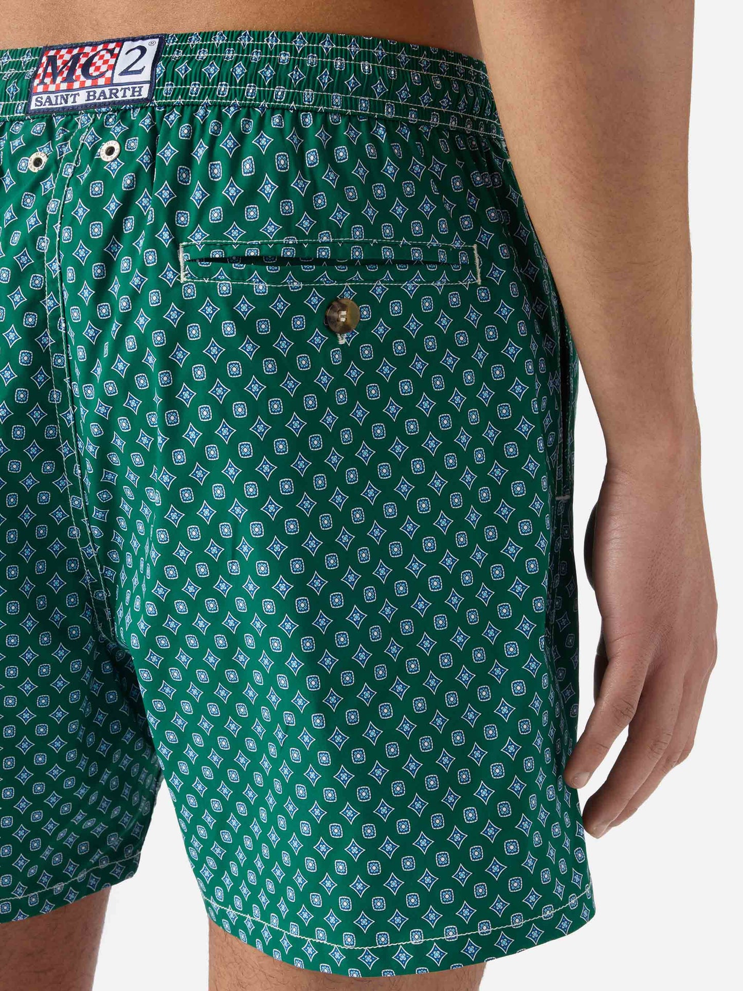 Green Lighting Micro swim shorts with all-over geometric print