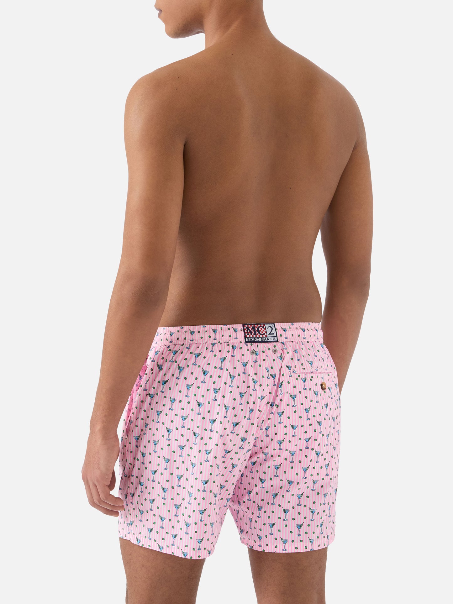 Pink Lighting Micro swim shorts with all-over cocktail print