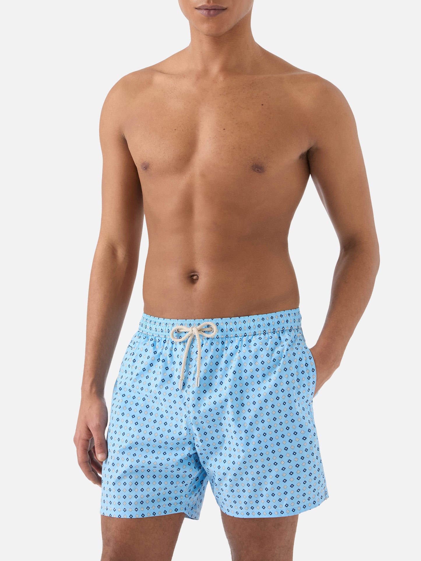 Light blue Lighting Micro swim shorts with all-over geometric print