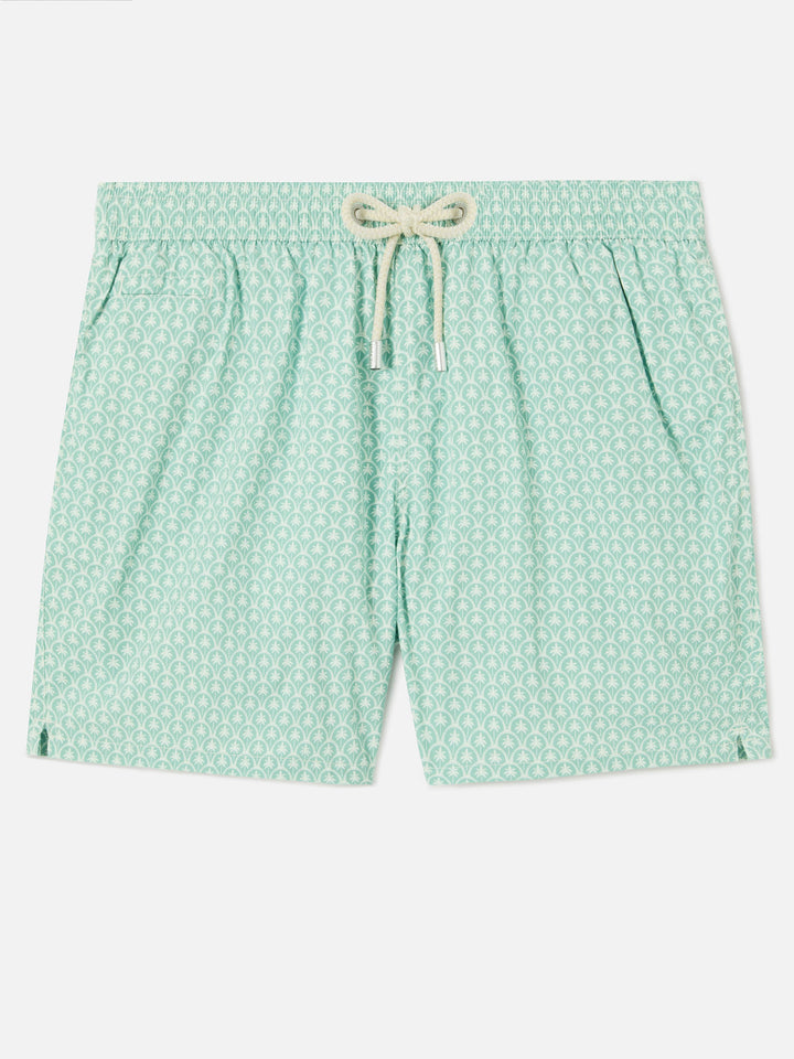 Green Lighting Micro swim shorts with all-over palm print