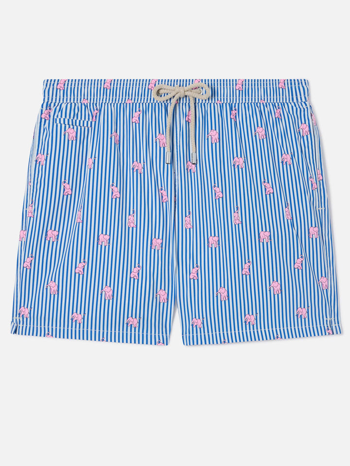 Costume mare Lighting Micro navy con stampa elefanti all-over
