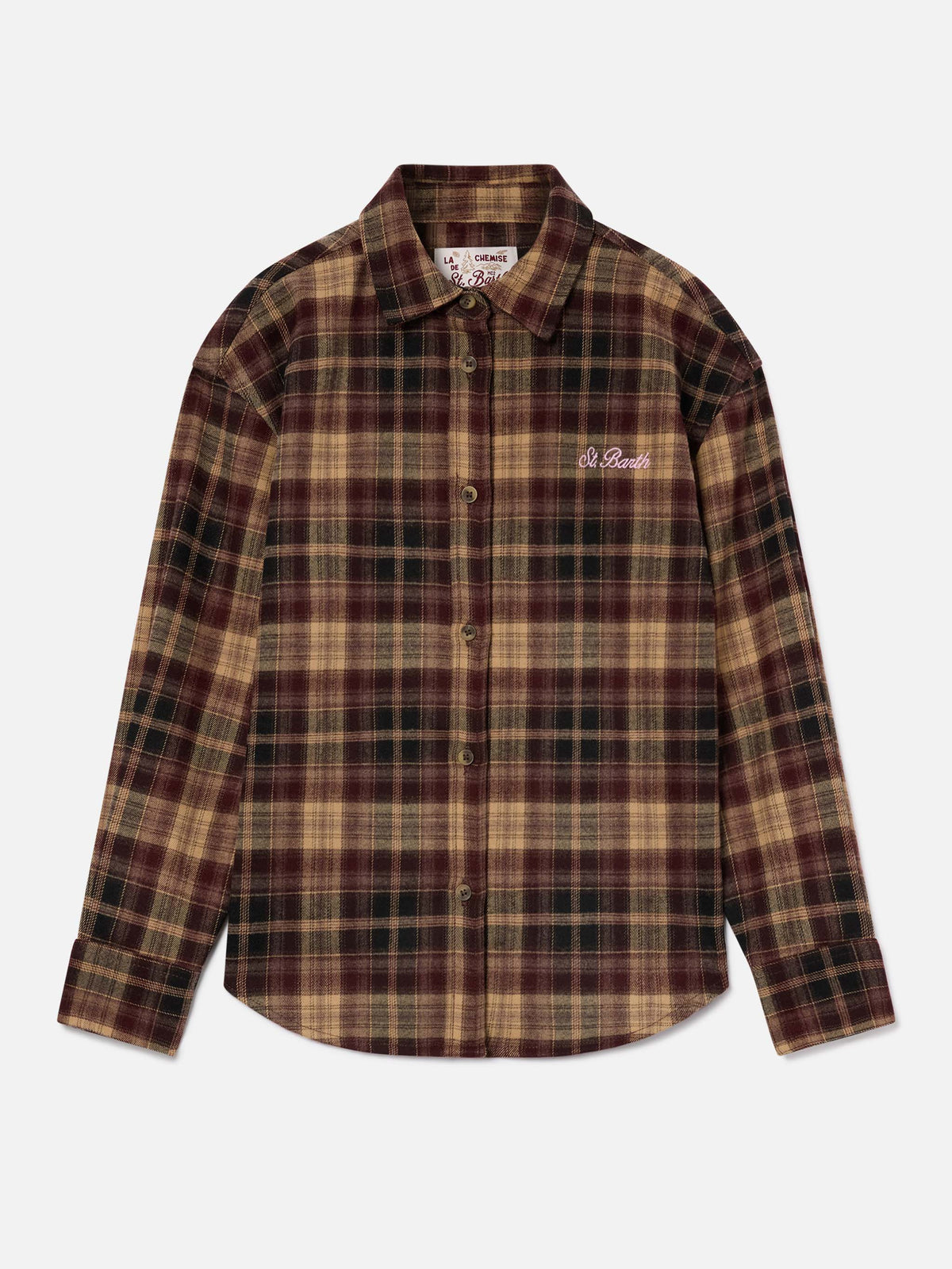 Camisa de franela Brown Lully con bordado Hello Kitty en la espalda | Special edition 