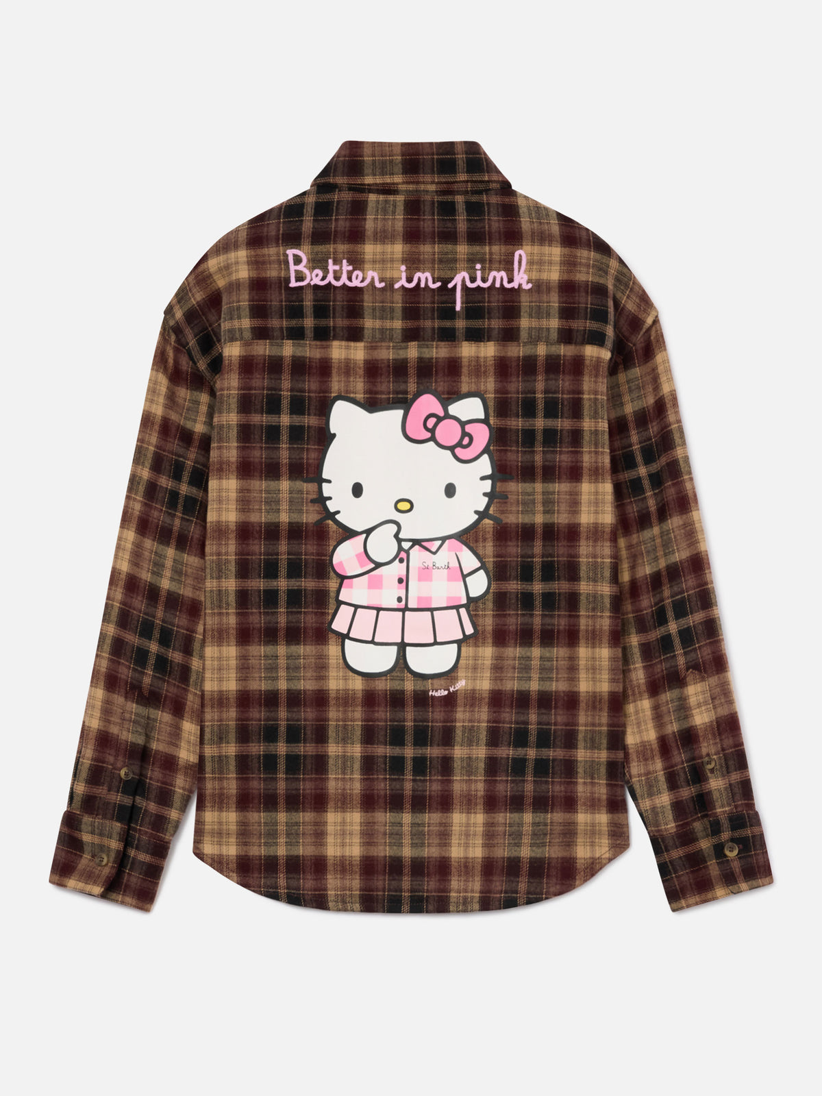 Camisa de franela Brown Lully con bordado Hello Kitty en la espalda | Special edition 