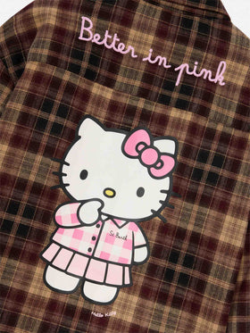 Camisa de franela Brown Lully con bordado Hello Kitty en la espalda | Special edition 